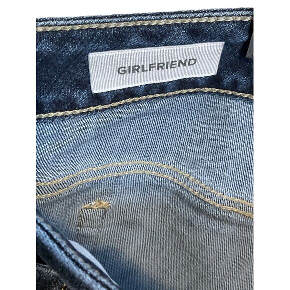 Torrid Jeans Girlfriend Women's Size 18R Blue Medium Wash Raw Notched Hem Crop - Picture 4 of 11